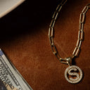 Pendant 1200 Round Gold Pave Diamond Initial Necklace
