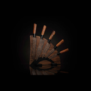 K22 Black Flare Chef Knives on Walnut