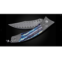 B21 Blue Wave Damascus Steel Pocket Knife Limited Edition