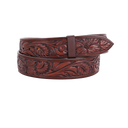 1.5" Straight Floral Tooled Belt Chestnut