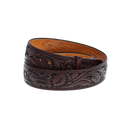 1.5" Straight Floral Tooled Belt Brown