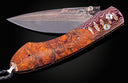 B12 Spearpoint 'Tiger Stripes' mokume gane folding knife with desert ironwood burl Limited Edition