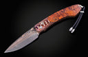 B12 Spearpoint 'Tiger Stripes' mokume gane folding knife with desert ironwood burl Limited Edition