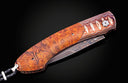 B12 Spearpoint 'Tiger Stripes' mokume gane folding knife with desert ironwood burl Limited Edition