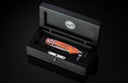 B12 Spearpoint 'Tiger Stripes' mokume gane folding knife with desert ironwood burl Limited Edition