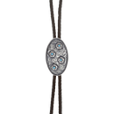 Bolo 1866 Serling Engraved Oval with Flowers and Turquoise