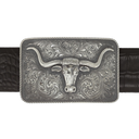 Bowie 1814 Sterling Rectangular Trophy Buckle with Steer
