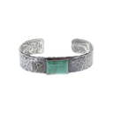 Bracelet 1441 Hammered Sterling with Turquoise Rectangle