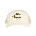 White Classic Trucker Cap with Green Logo