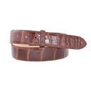 1.5" Straight Glossy Alligator Stitched Edge Cognac