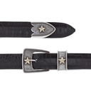 Clay 1705 Wriggle Engraved Buckle Set with Sterling Stars and Rope Edge
