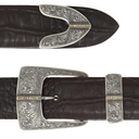 Clay 2038 Sterling Engraved Buckle Set with Gold Bars and Diamonds