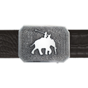 Comanche 1811 Wheatgrass Engraved Sterling Trophy Buckle with Elephant Polo and Cropped Corners