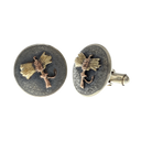 Cufflinks 1603 Wheatgrass Engraved Sterling with Gold Fly