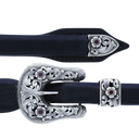 Dawson 1895 Filigreed Sterling Buckle Set with Flowers & Rubies