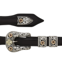 Duval 1815 Sterling and Gold Filigreed Buckle Set with Rubies