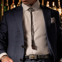 Navy Clint Orms Silk Twill Scarf