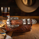 Pecos 1862 Yellow & Rose Gold with Rubies Buckle Set