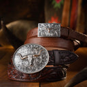 Nueces 1801 Sterling & Rose Gold Longhorn Trophy Buckle
