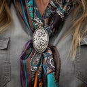 Bolo 1800 Sterling Silver Floral Overlay