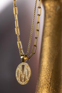 Pendant 1202 Oval Gold Pave Diamond Initial Necklace