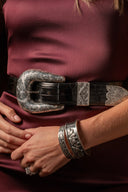 Bracelet 1436 Hammered Sterling with Cactus with Rubies