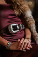 Pecos 2104 Large Sterling Engraved Buckle Set
