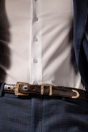 Galveston 1837 Scroll Engraved Rose Gold Buckle Set