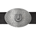 Mills 1807 Sterling Oval Trophy Buckle with Horseshoe and Stars