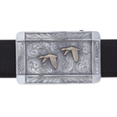 Misty Valley 1809 Silver Trophy Buckle with Gold Flying Ducks