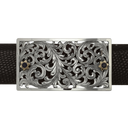 Montague 1820 Sterling Filigreed Trophy Buckle with Gold Flowers and Sapphires