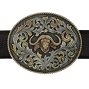 Nueces 1819 Gold Cape Buffalo Overlay Trophy Buckle