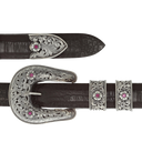 Pecos 2043 Sterling Filigree Overlay 1" Buckle Set