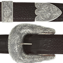 Pecos 2104 Large Sterling Engraved Buckle Set