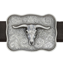 Robertson 1801 Sterling Longhorn Skull Trophy Buckle