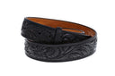 1.5" Straight Floral Tooled Belt Black