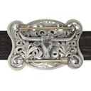 Webb 1821 Scalloped Steer Head Filigreed Trophy Buckle