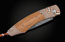 B12 Spearpoint 'Fighting Spirit' Hand-forged mokume gane folding knife with USS California wood Limited Edition