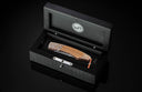 B12 Spearpoint 'Fighting Spirit' Hand-forged mokume gane folding knife with USS California wood Limited Edition