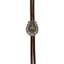 Bolo 1601 Sterling Silver Horseshoe with Gold Bronc with Rubies