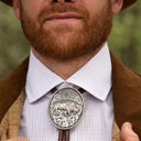 Bolo 1848 Large Sterling Silver Oval Bison