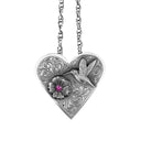 Pendant 1821 Hummingbird & Pink Sapphire Flower Necklace