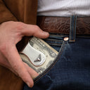 San Jacinto 1513 Sterling Sandblasted Longhorn Money Clip
